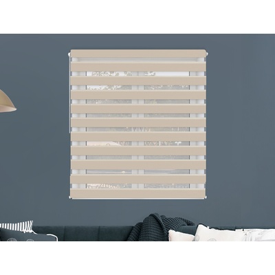 FEXI Roleta Den a noc, Blackout Lněná krémová, A 3502e 150 x 127 cm, Levá - Bílá