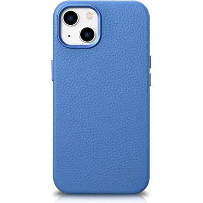 ICARER Кейс от естествена кожа iCarer Litchi Premium за iPhone 14, магнитен, съвместим с MagSafe, Светлосин (WMI14220709-LB) (WMI14220709-LB)