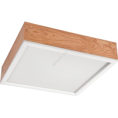 LAMKUR Плафон OAK SQUARE 4xE27/15W/230V 39x39 см дъб/бял (LA49038)