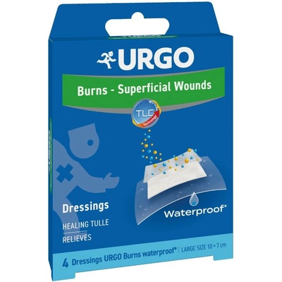 Urgo Burns Voděodolné lipokoloidní náplasti na popáleniny 10 x 7 cm 4 ks