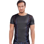 NEK Cool Matte Look Shirt with Blue Metallic Stripes 2162016 Black 3XL
