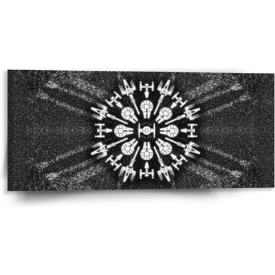 Sablio Obraz Star Wars Vesmírné lodě na šedém abstraktu - 110x50 cm