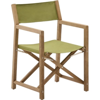 Kave Home Vilara se zeleným sedákem zahradní skládací židle Dřevěná