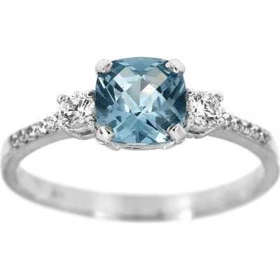 Zlatnictví U Kostela Zlatý dámský prsten s akvamarínem a zirkony 120