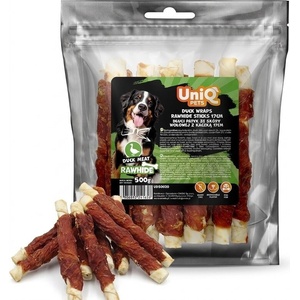 Uniq Pets Dog Snacks duck wraps rawhide sticks - Патешко филе увито на пръчка от сурова кожа 17cm, 500gr