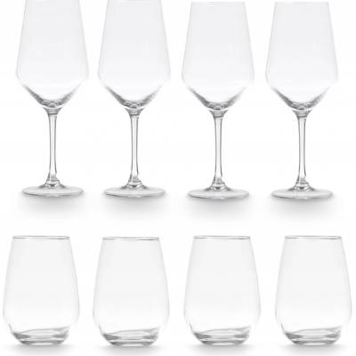 Vivalto Skleničky na červené víno skleničky na vodu bezbarvé 8 x 480 ml