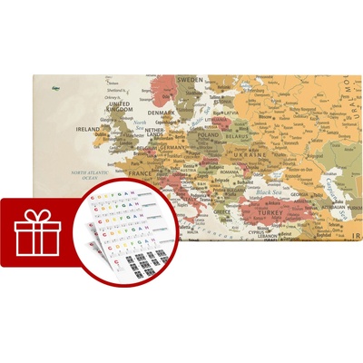 DISK Art Akustický obraz - Mapa Evropy (120 x 60 x 8)