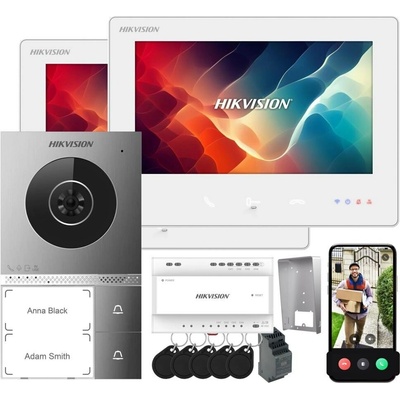 Videotelefon Hikvision se 2 dotykovými Wi-Fi monitory a čtečkou karet