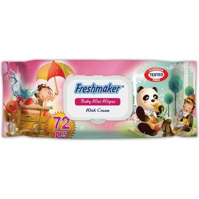 Freshmaker detské vlhčené utierky uzatvárateľné s klipom s detským vzorom 72 ks