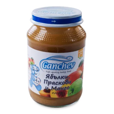 Ганчев пюре Ябълки, праскови и манго