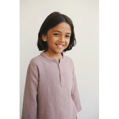 LiiLU detská mušelínová košeľa SS24 055 pale mauve