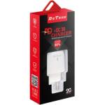  Мрежово зарядно устройство DeTech DE-31 20W, 1 x Type-C F, 1 x USB F (Мрежово зарядно устройство DeTech DE-31)