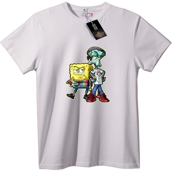 NOONEBRAND Тениска SpongeBob и Squidward Хип-Хоп - S, White