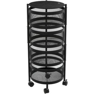 vozík na kolečkách Mayaj černý kulatý do kuchyně loftový 5five simply smart – Zboží Mobilmania