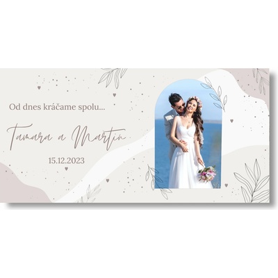 Personal Svadobný banner s fotkou - Gray Rozmer banner: 130 x 65 cm