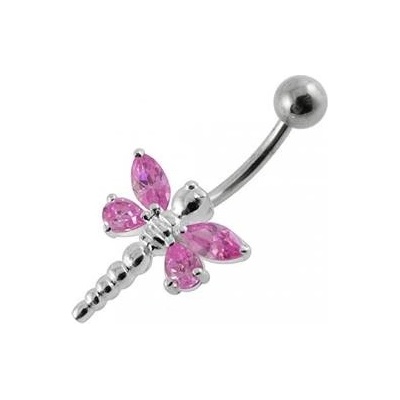 Šperky4U stříbrný piercing do pupíku vážka BP01188-P