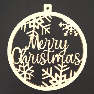 AMADEA Dřevěná ozdoba kolečko Merry Christmas 6 cm český výrobek