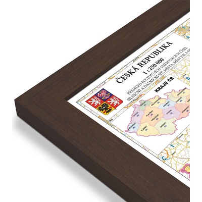 Excart Maps ČR - nástěnná mapa PSČ 135 x 90 cm Varianta: mapa v dřevěném rámu, Provedení: Pegi skořice