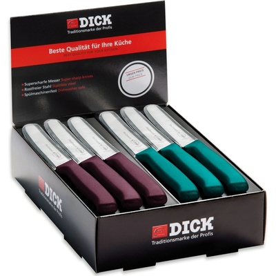 F. Dick sada 40 ks víceúčelových nožů s vlnitým výbruse 11 cm fialová/tyrkysová