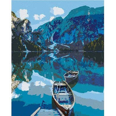 zuty Malování Podle Čísel Dvě Dřevěné Loďky Na Jezeře 80 x 100 Cm Plátno Rám