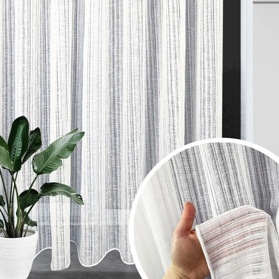 Voálová hotová bílá poloprůhledná záclona s řasící páskou - Ervi FR 1130 (různé velikosti)