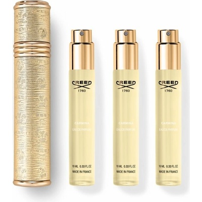 Creed Carmina EDP 3 x 10 ml + Creed Travel Atomiser gold plniteľný rozprašovač parfémov