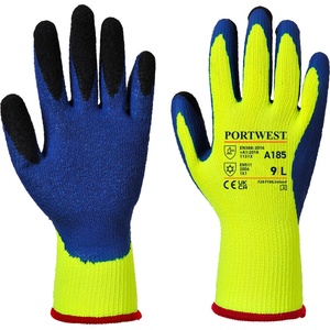 Portwest duo-therm a185 / Зимни ръкавици, потопени в латекс - жълто/синьо l (a185y4rl)