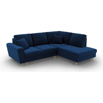 Cosmopolitan Design Син кадифен разтегателен ъглов диван с място за съхранение (десен ъгъл/L форма) Kyoto - Cosmopolitan Design (COS_RCF_L_2_F2_KYOTO4)