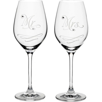 Celebration crystals Poháre na víno CRYSTALS MR AND MRS 2 x 360 ml