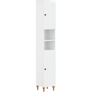vidaXL Шкаф за баня с отворена рафт ALKMAAR Бял гланц 30 x 31 x 190 см (896159)