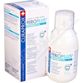 Curaprox Perio Plus+ REGENERATE CHX 0,09% s chlórhexidínu citroxom a kys. hyalurónovou 200 ml