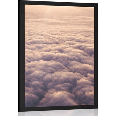 Plakát s paspartou západ slunce z okna letadla - 30x45 silver