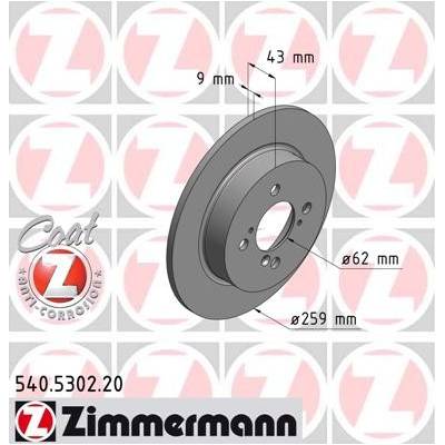 ZIMMERMANN Brzdový kotúč 540530220