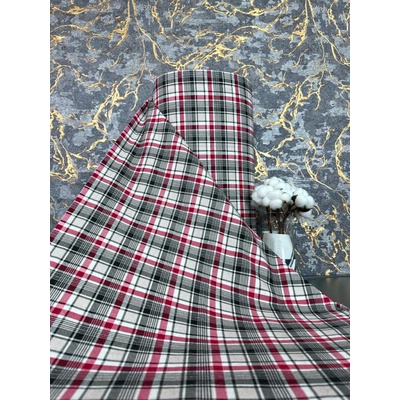 Ervi bavlna flanel š.240cm vínovo-černé karo na béžovém 21101-5, metráž