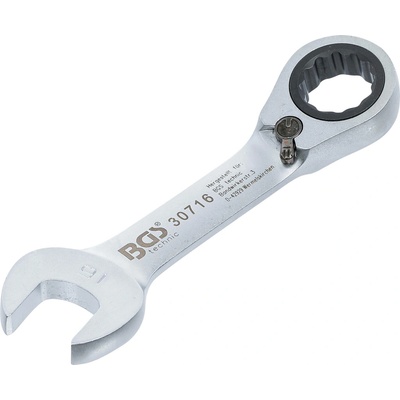 BGS technic Ráčnový očkoplochý klíč krátký přepínatelný 16 mm BGS 30716