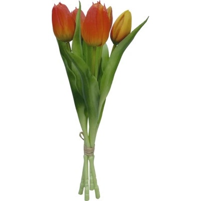 Umelý zväzok tulipánov 30 cm 5 ks oranžové