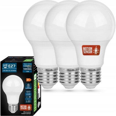 LED21 LED žárovka E27 11W s mikrovlným soumrakovým a pohybovým senzorem, CCD, 1055lm TEPLÁ