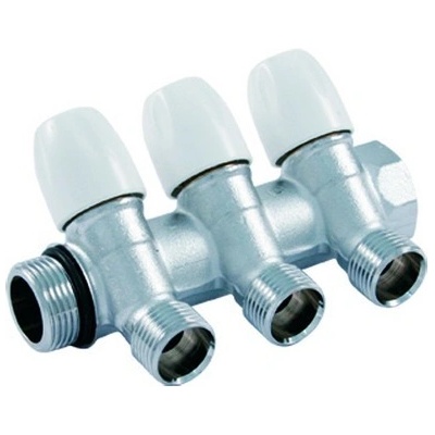 TIEMME rozdělovač MAXIMA s uzavíracími ventily G1", 16 x 1/2", 2-cestný TM1868K160402