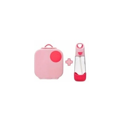 B.box Box na občerstvenie stredný + Fľaša so slamkou 600 ml set flamingo fizz