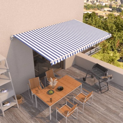 VidaXL Ručně zatahovací markýza 500 x 350 cm modrobílá