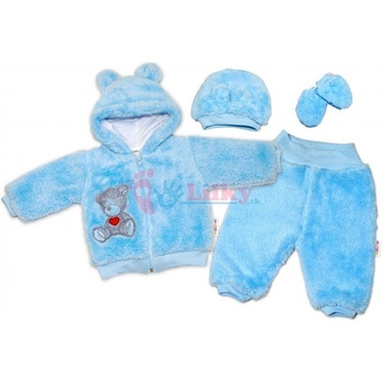 Baby Nellys Chlupáčkový komplet 5-ti dílný komplet TEDDY modrý