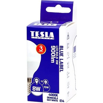 Tesla LED žiarovka miniglobe BULB E14, 8 W, denná biela MG140840-7