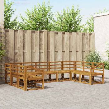 vidaXL Комплект дивани за открито 9 pcs Естествен (3366997)