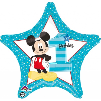 balónek Mickey 1.narozeniny 43 cm