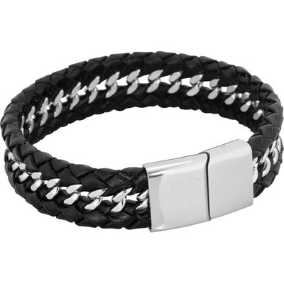 Inori Pánsky náramok z pravej kože a chirurgickej ocele INBR179A