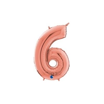 GRABO fóliový balónek ČÍSLICE ROSE GOLD 6 66cm,26 nafukovací