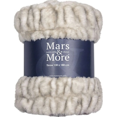 Mars & More Plyšový rebrovaný pléd white Bear 130x180x3