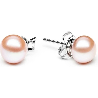 Gaura Pearls Náušnice s růžovou 6,5-7 mm říční perlou Phoebe II, stříbro 925/1000 EFB07-N/P Růžová