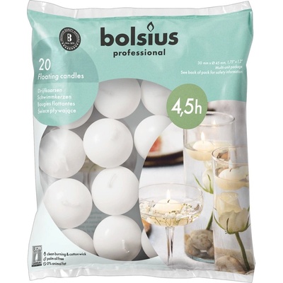 Bolsius Bolsius Polska Sprzedaż sp. z o. o. Болсиус Плаващи бели свещи, 20 бр