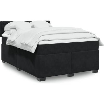 Petrashop 3288614 Boxspring postel s matrací černá samet Černý